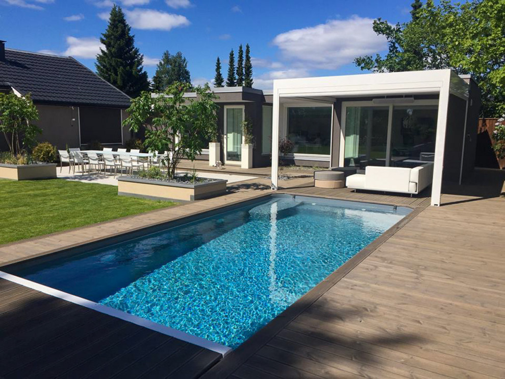 Design ideas for a modern pool in Essex.