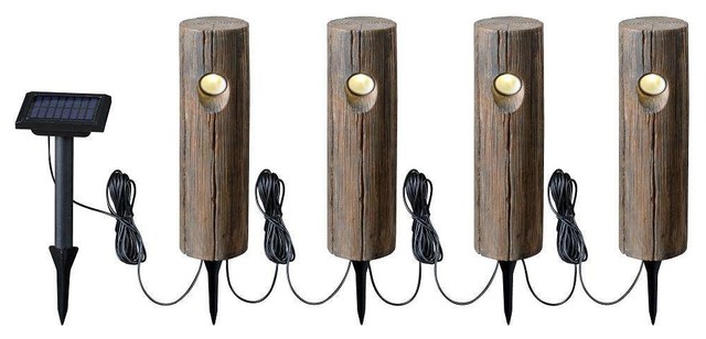 Kenroy Home 60554 Cole Solar Pathway Lights Wood Grain Rustic Kenroy Home 60554 Cole Solar Pathway Lights Wood Grain