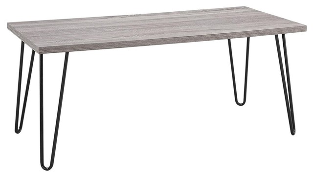 Retro Coffee Table In Laminated Particleboard Black Metal Hairpin Style Legs Retro Coffee Table In Laminated Particleboard Black Metal Hairpin Style Legs