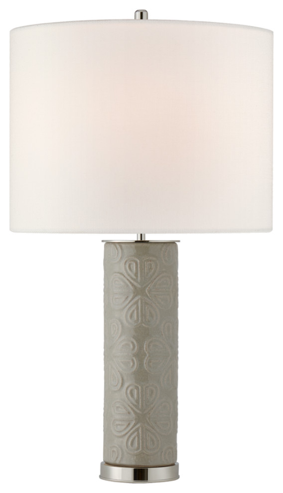 Clary Large Table Lamp in Shellish Gray with Linen Shade