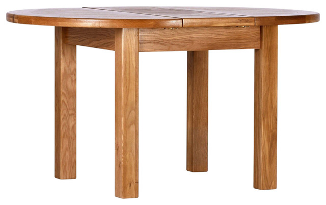 Traditional Oak Round Butterfly Extension Dining Table