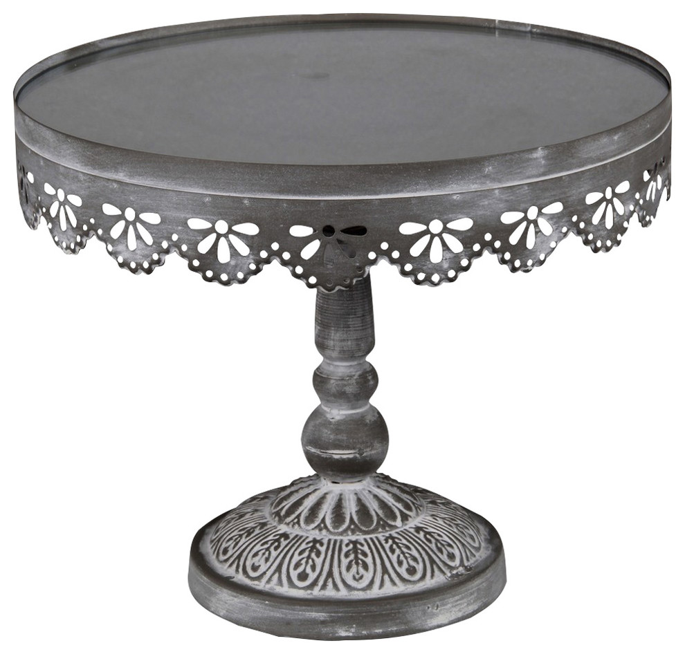 Metal Footed Mirrored Tray Gray 13