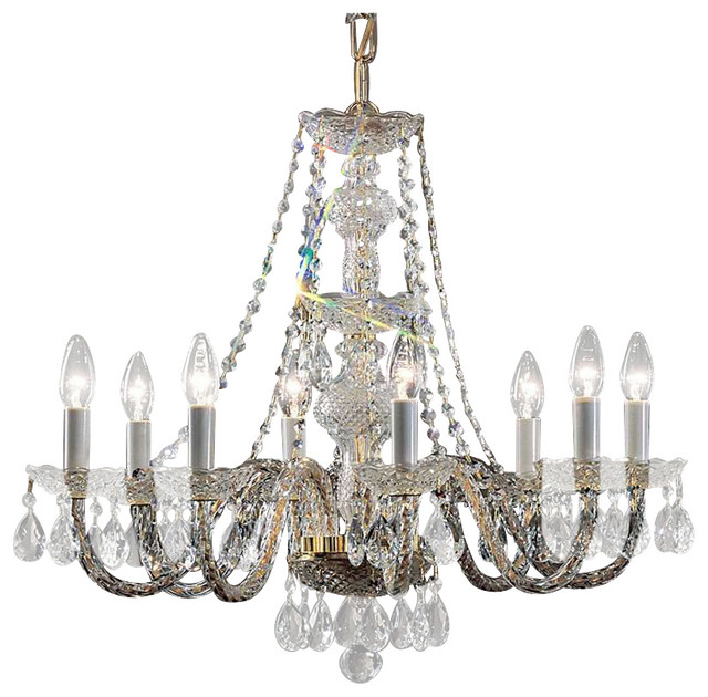 Classic Lighting Monticello Crystal All Glass Chandelier, Gold Plated ...