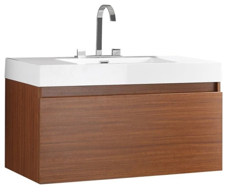 Fresca Mezzo 39" ModernBathroom Cabinet With Integrated Sink, Teak
