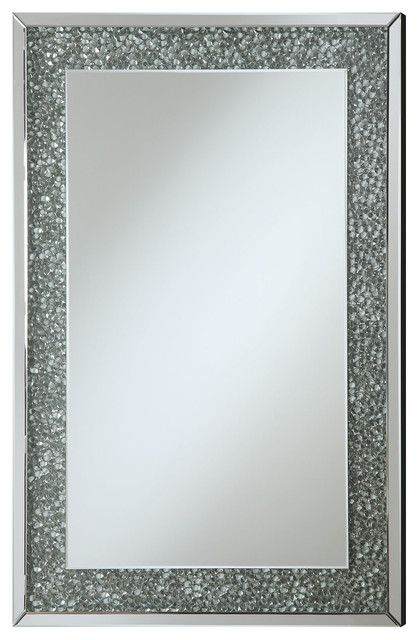 Coaster Accent Mirrors Mirror With Mirrored Frame And Pebble Like Insert