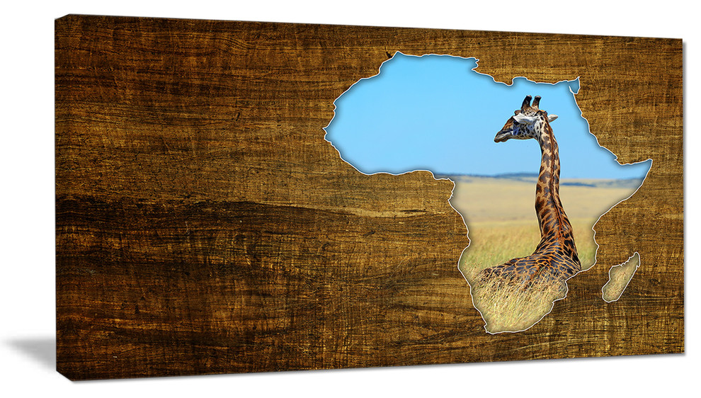 Africa Wildlife Map Design, Abstract Canvas Artwork, 32