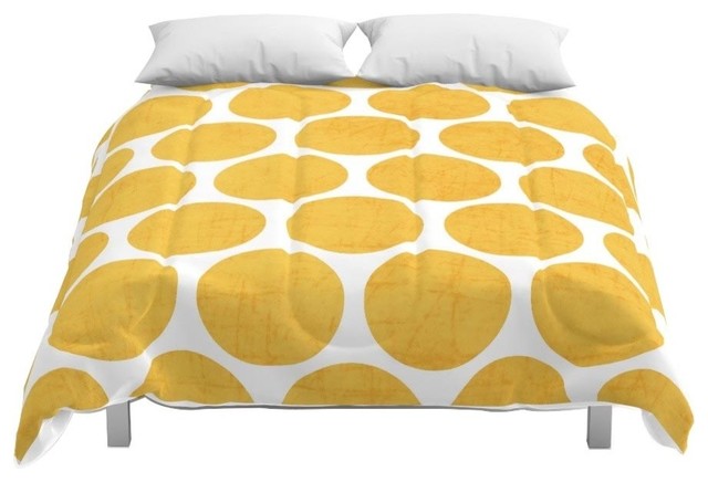 Society6 Yellow Polka Dots Comforter Contemporary Comforters