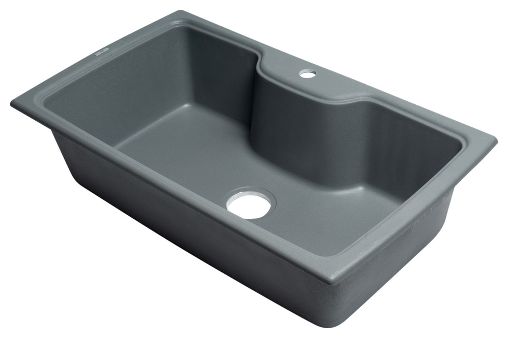 AB3520DI-T Titanium 35" Drop-In Single Bowl Granite Composite Kitchen Sink