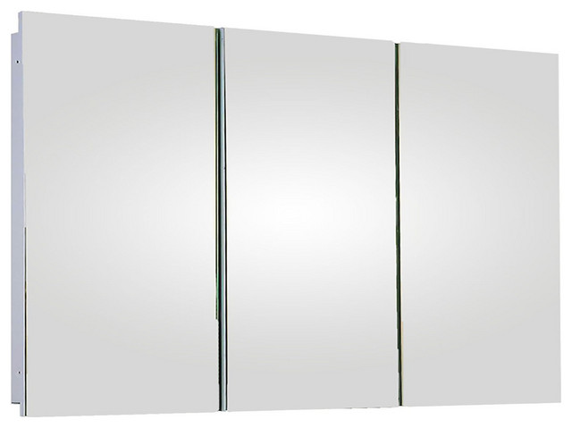 Tri-View Medicine Cabinet, 48"x30", Polished Edge, Partially Recessed