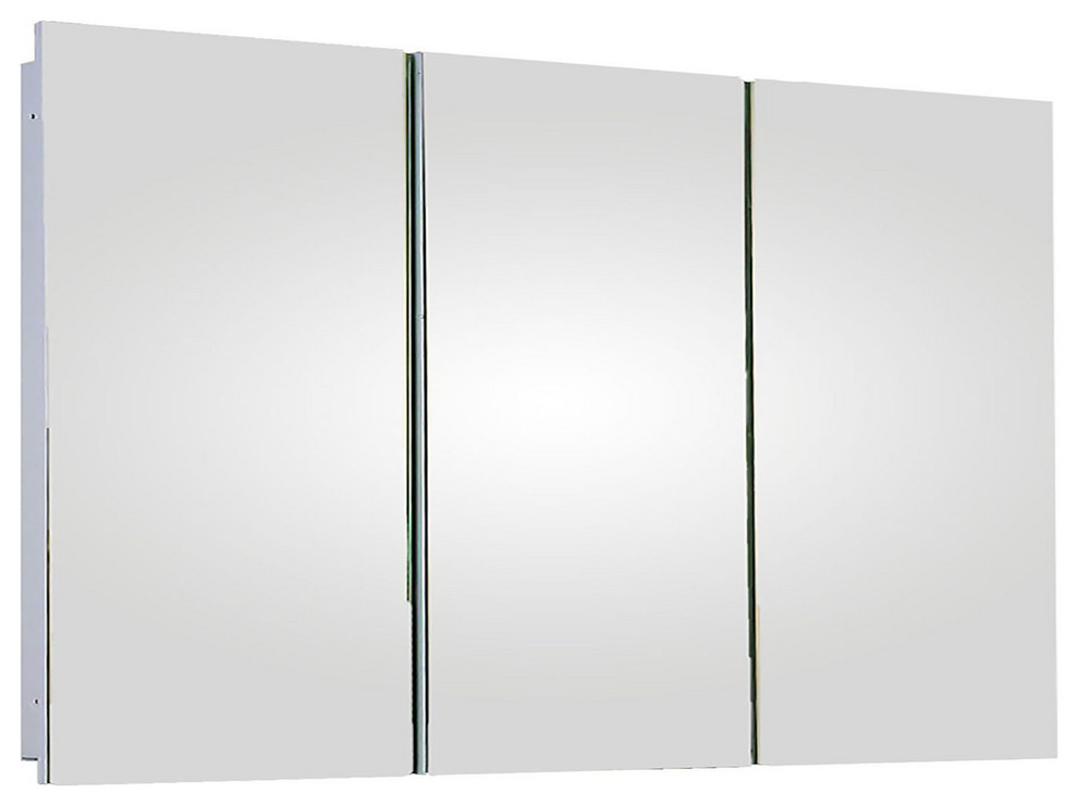 Tri-View Medicine Cabinet, 48"x30", Polished Edge, Partially Recessed