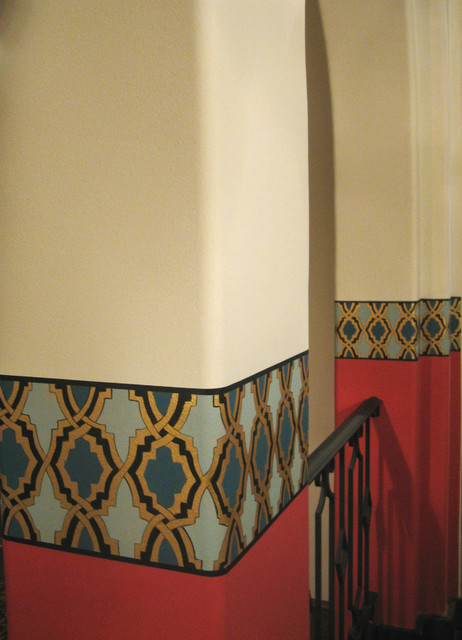 Moorish Border Pattern Wrapping Around a Dining Room eclectic-dining-room