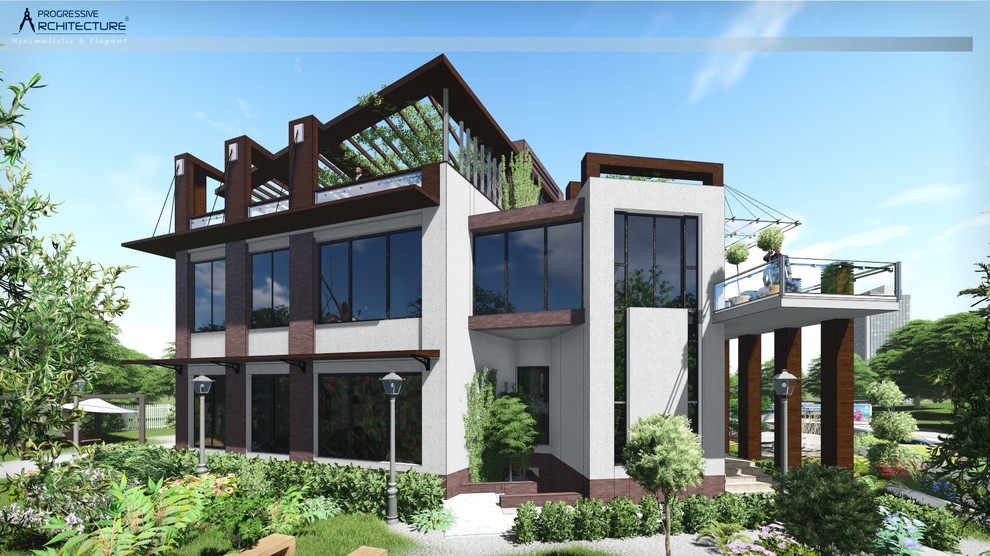 Современный дом с плоской крышей