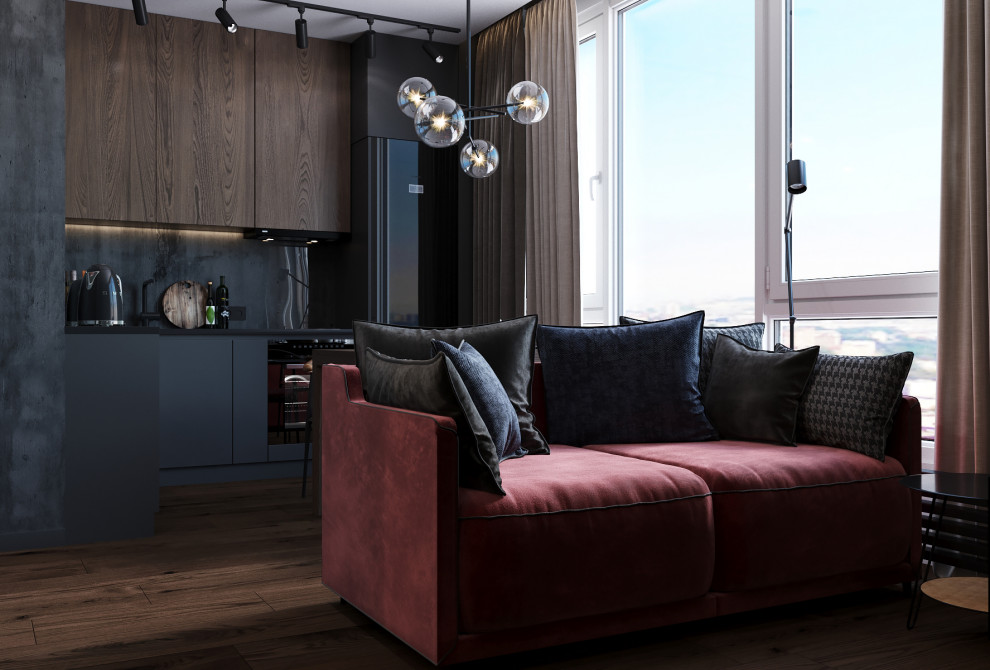 Квартира-студия в темных тонах