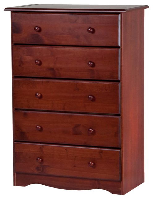 100% Solid Wood 5 Drawer Chest   Transitional   Dressers   by 
