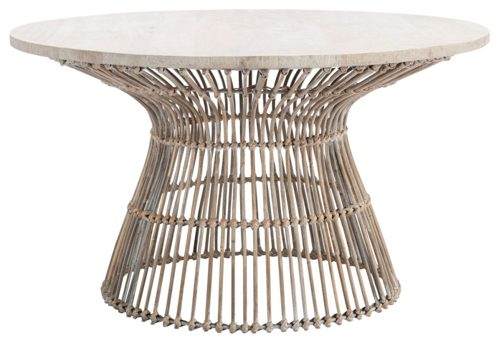 Trent Round Coffee Table Wood/ Rattan - Tropical - Coffee Tables - by  Peachtree Fine Furniture | Houzz