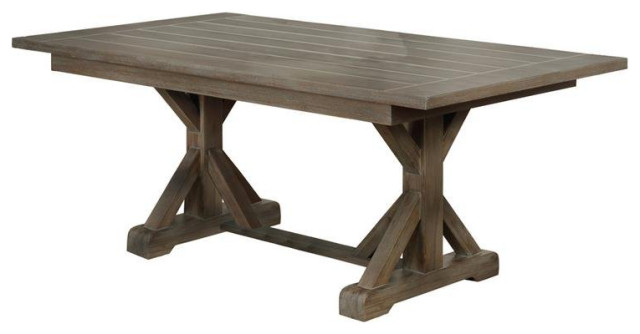 Traditional Rustic Brown Gray Wood Dining Table with Natural Finish ...