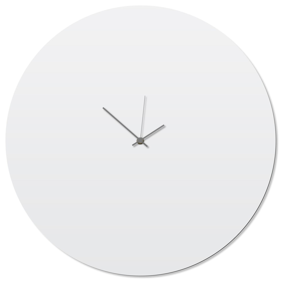 Contemporary Clock 'Whiteout Grey Circle Clock' ArtisanMade White Kitchen Clock Contemporary
