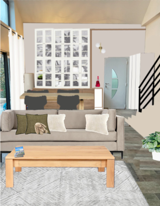 На фото: маленькая гостиная комната в стиле модернизм для на участке и в саду с