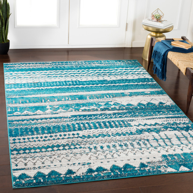 Rafetus Bohemian Global Teal Gray Area Rug Contemporary Rafetus Bohemian Global Teal Gray Area Rug Contemporary Rugs By Surya