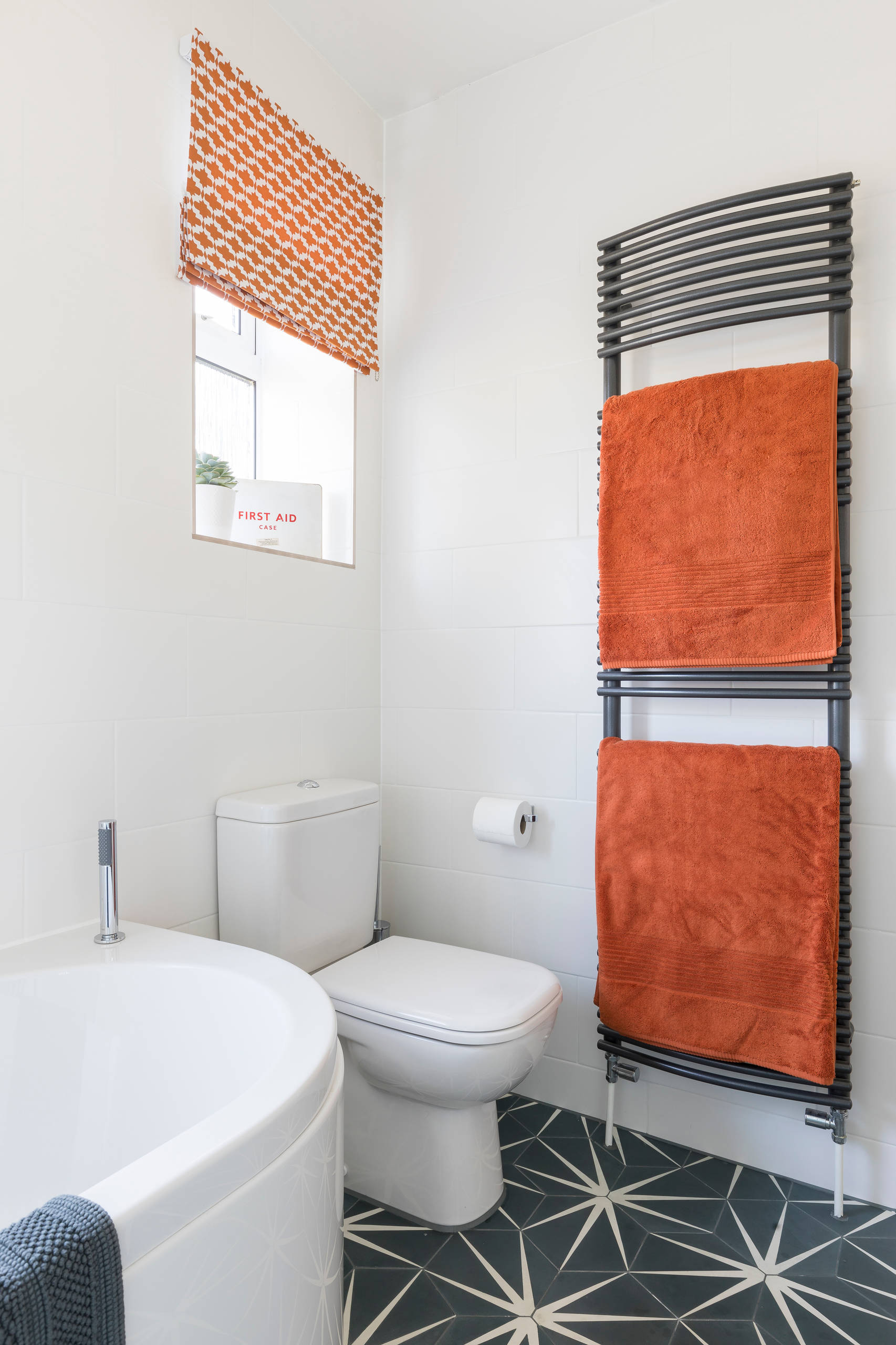 Modern Geometric Tiled Family Bathroom