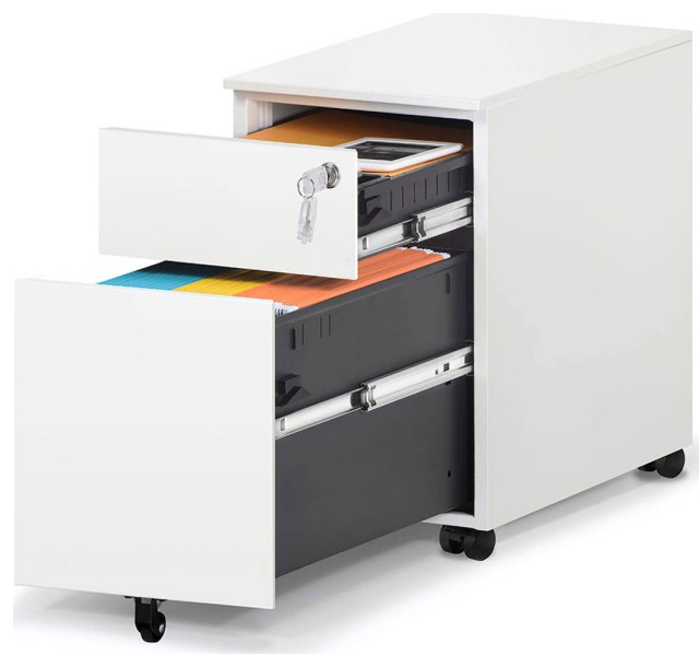 Modern Filing 2 Drawers With Full Extension, Lockable Design
