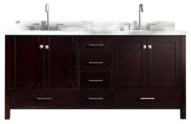 Ariel Cambridge 73 Espresso Modern Double Oval Sink Vanity