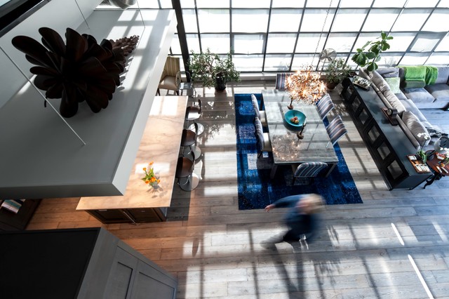 Broadview Condo industriell-vardagsrum