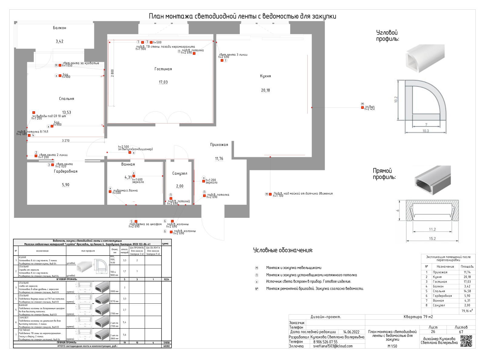 АЛЬБОМ РАБОЧИХ ЧЕРТЕЖЕЙ (двухкомнатная квартира 79 м2)