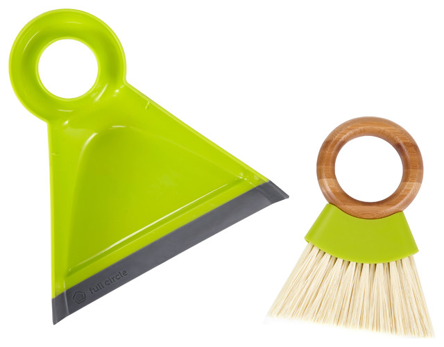 Tiny Team Mini Brush/Dustpan Set, Green Contemporary Mops Brooms And Dustpans by FC Brands