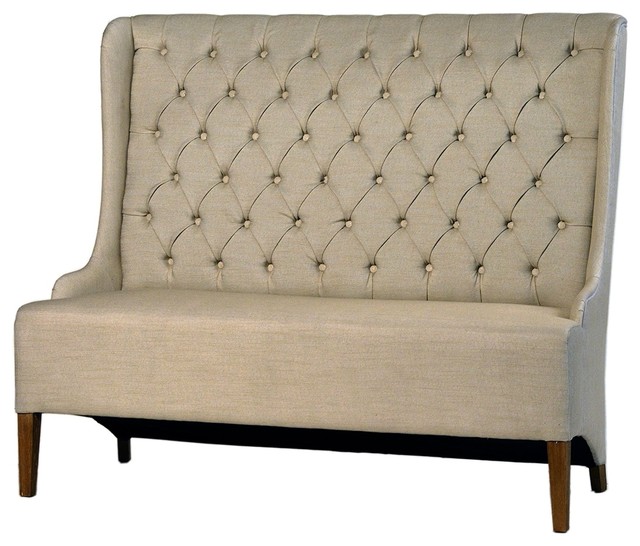 57 L Alyce Bench Solid Hardwood Classic Diamond Tufted High Back