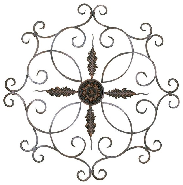 Medallion Metal Wall Decor in Distressed Copper Finish