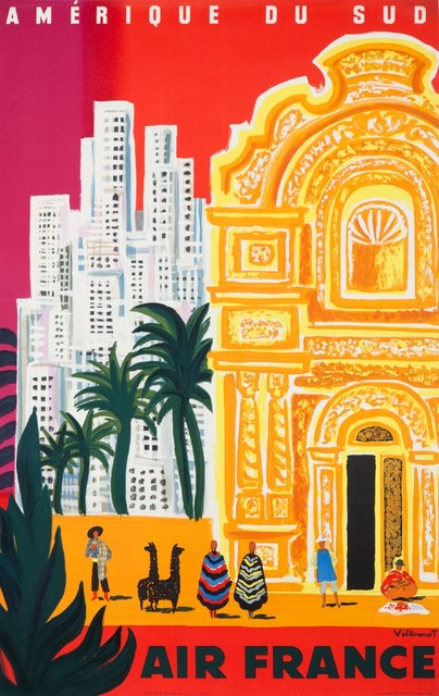 yellow palm tree French Air Marseille art print poster
