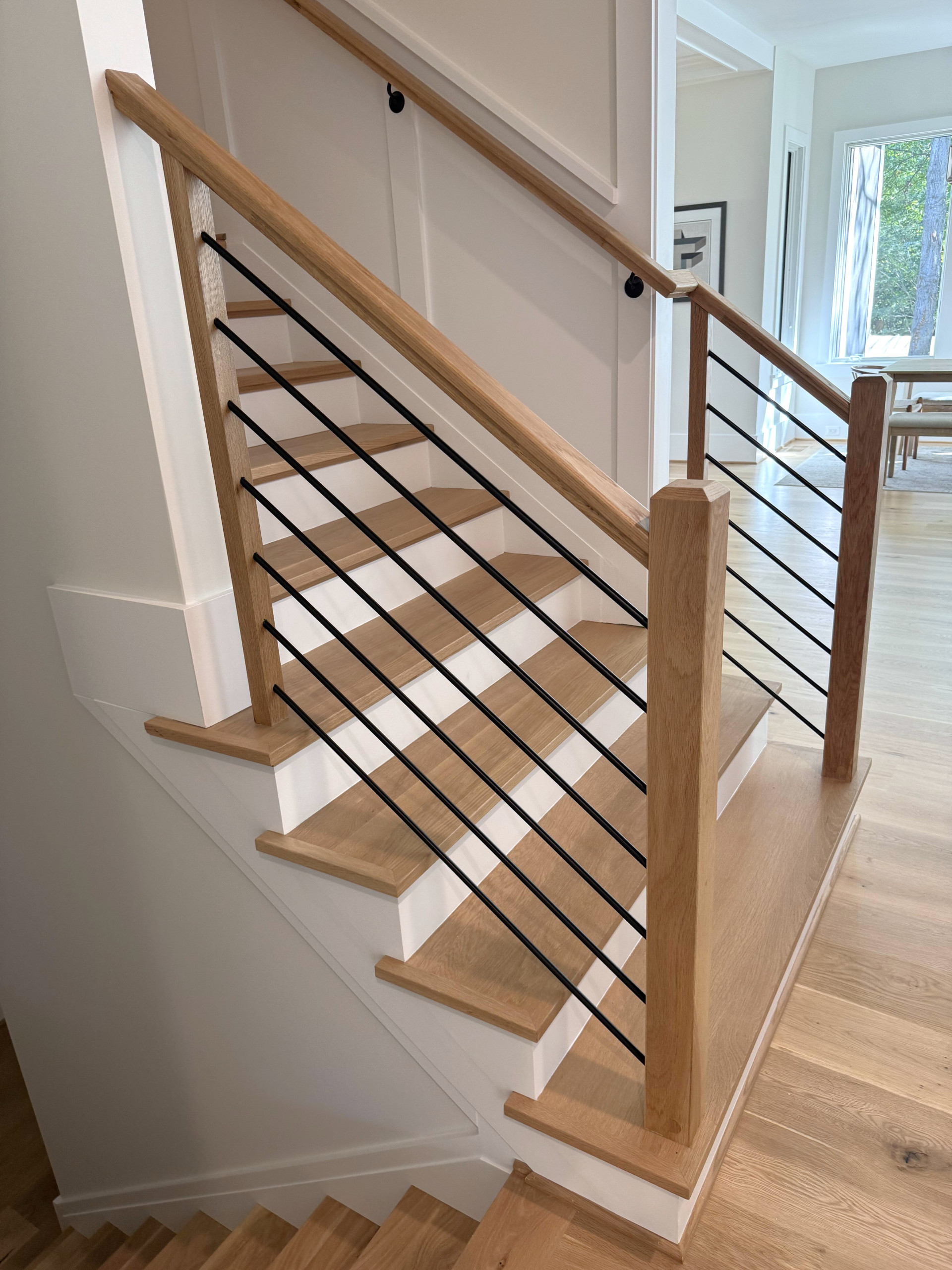140_Modern White Oak Stair with Horizontal Bar Rail, Falls Church, VA 22043