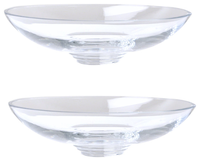 Classic 12" Coupe Shaped Glass Bowl Set 2, Decorative Serving Simple Wide  Clear - Contemporary - Decorative Bowls - by My Swanky Home | Houzz