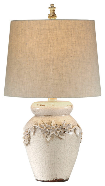 Eleanore Crackled Ivory Ceramic Table Lamp
