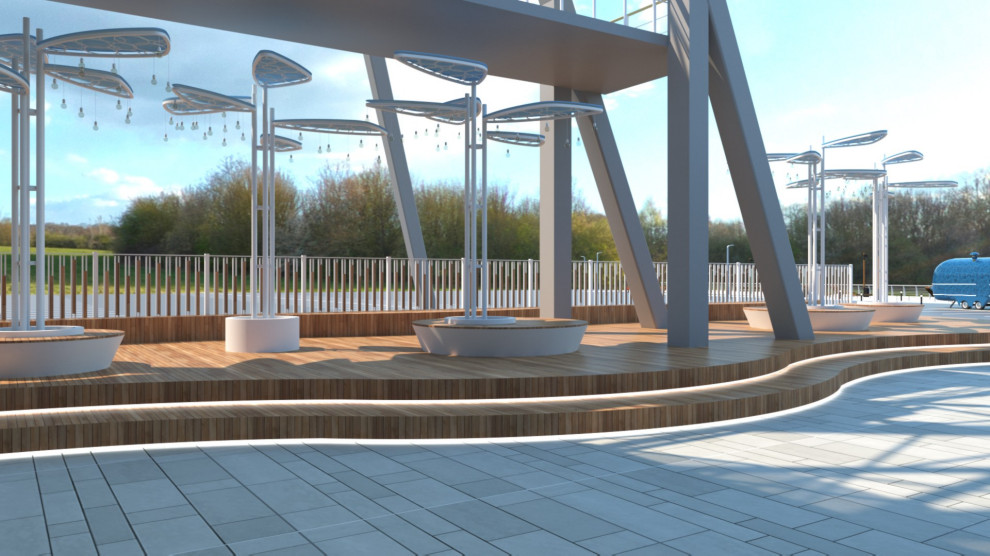 Прогулочная зона под колесом обозрения КРК Мегаполис