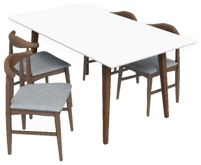 Alpen Mid Century Modern Kitchen & Dining Room Table and Chairs for 4