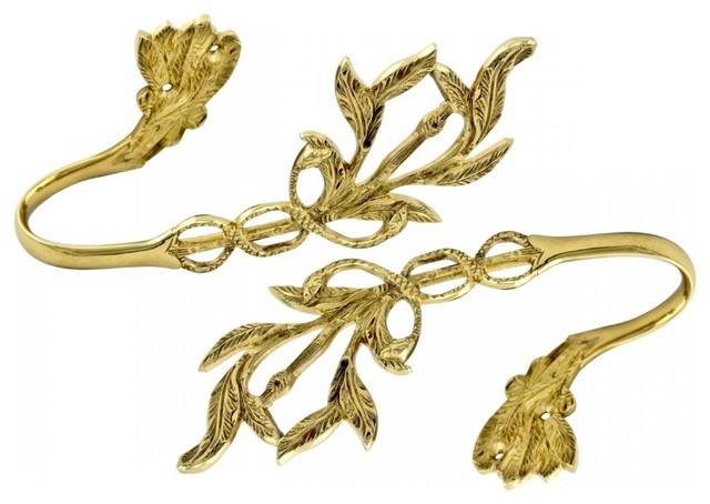 Vintage Pair Vine Curtain Tie Back Holder Bright Brass One Up One