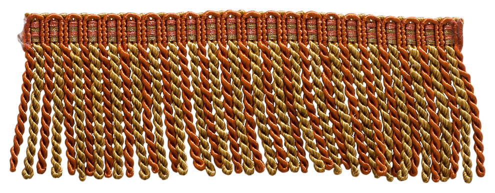 DecoPro Frangia Bullion DB3 Per Tende E Cuscini - 24,7 Metri Di Passamaneria Oro E Blu, Lunghezza Frangia 7,6 Cm, Intestazione A Maglia, Rifiniture Per Arredamento
