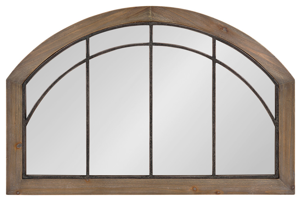 Haldron Wood Arch Mirror, Rustic Brown 24x36