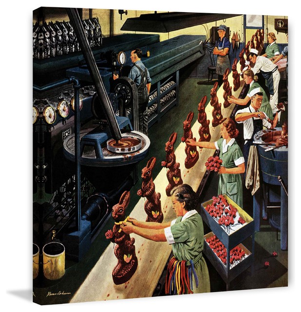 "Chocolate Easter Bunnies" Print on Canvas by Stevan Dohanos