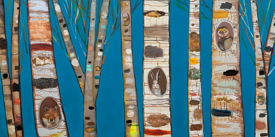 "Blue Birch Trees" Canvas Wall Art by Eli Halpin, 36"x18"