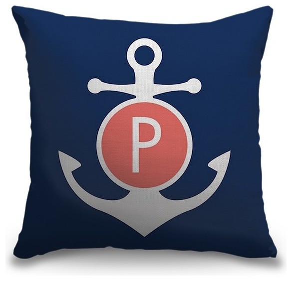 "Letter P - Anchor Circle" Pillow 20"x20"