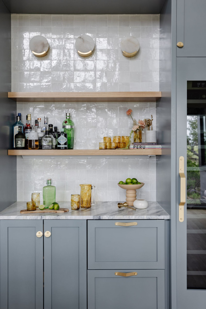 Inspiration for a transitional home bar remodel in Charlotte