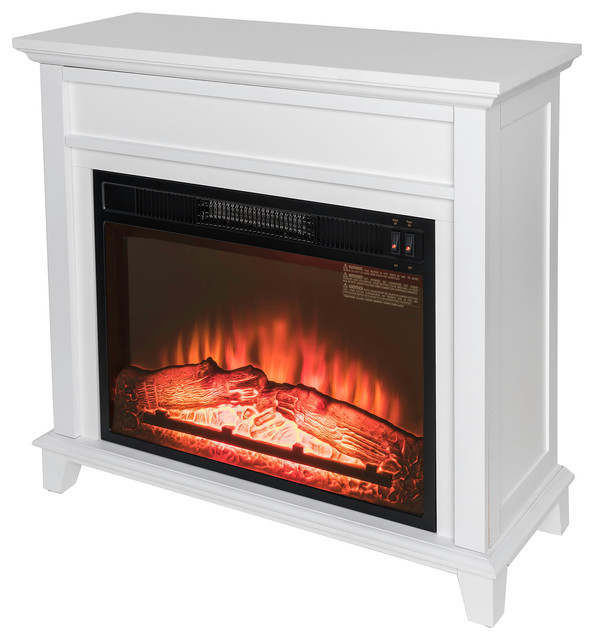 32 Freestanding Electric Mantel Fireplace White Transitional 32 Freestanding Electric Mantel Fireplace White