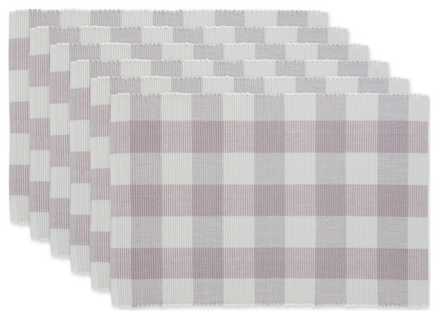 Dii Dusty Lilac Buffalo Check Ribbed Placemat, Set of 6