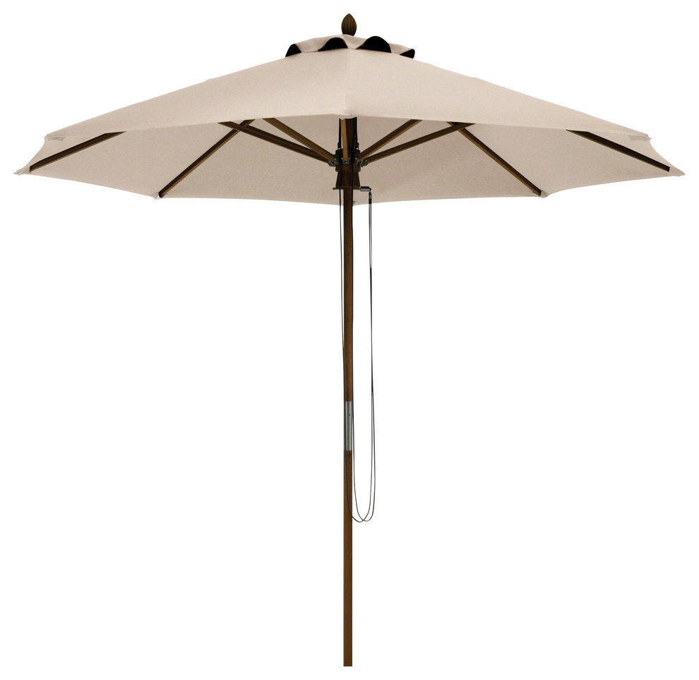 Montlake Fadesafe 9' Round Bamboo Patio Umbrella Contemporary