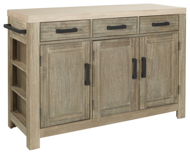 Cocina Kitchen Island in Natural with Spice Rack and Engineered Wood Top