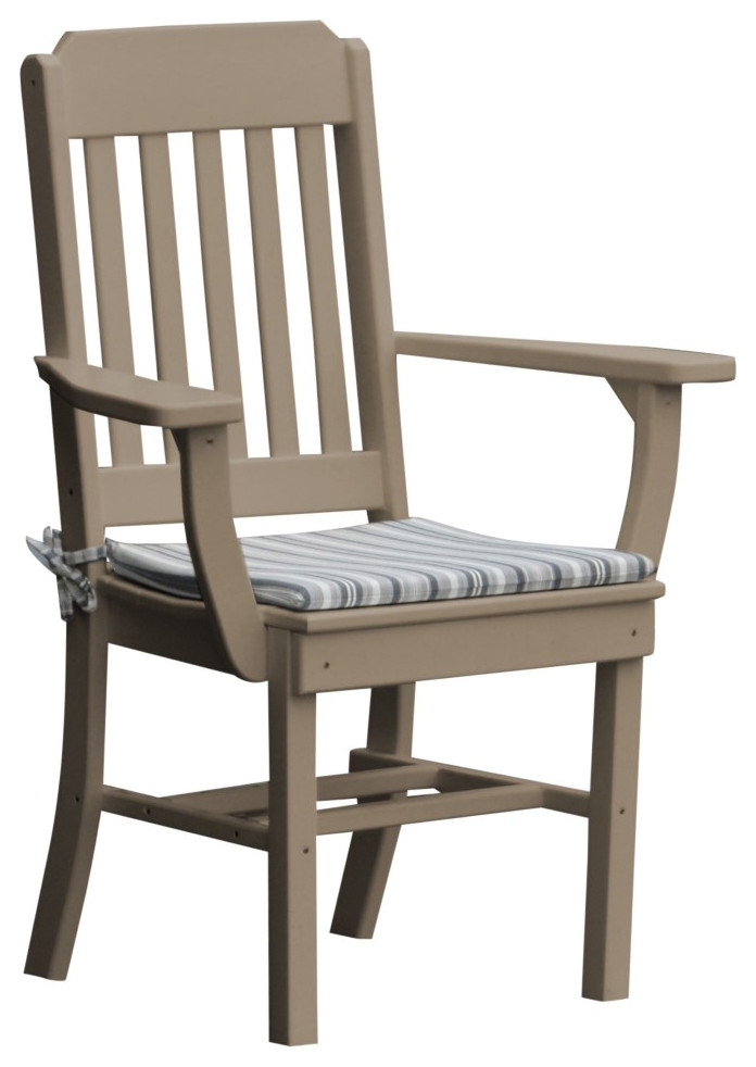 Traditional Dining Chair with Arms in Poly Lumber Transitional