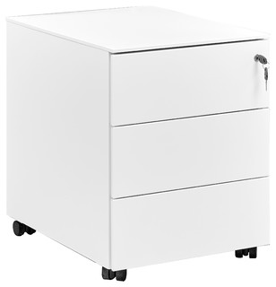 Xerus White 3 Drawer Lockable Filing Cabinet Traditional